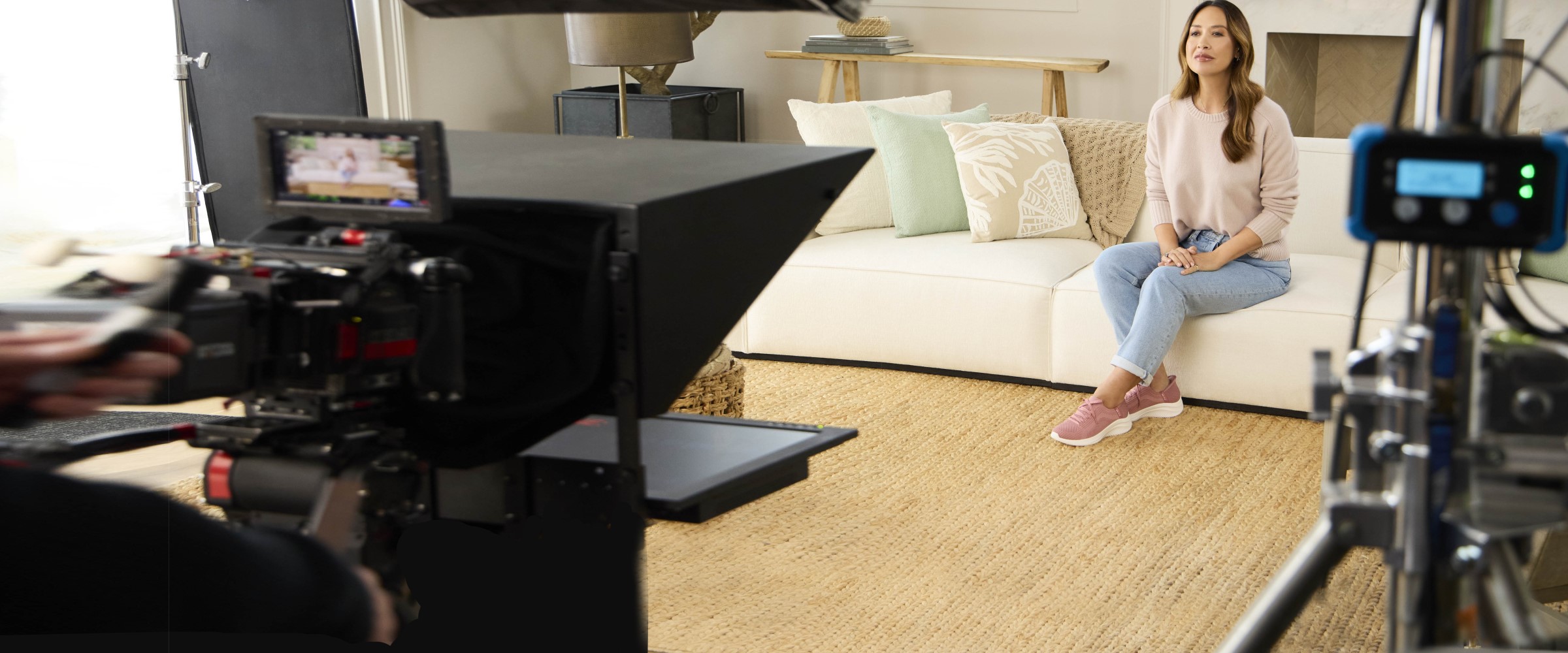 Myleene Klass wearing Skechers shoes