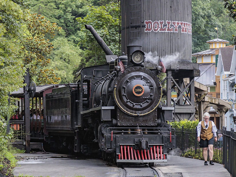 The Dollywood Express steam engine at Dollywood