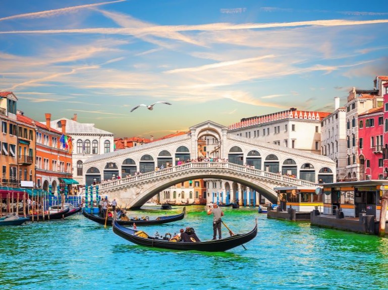 Rialto Bridge on Venice Grand Canal