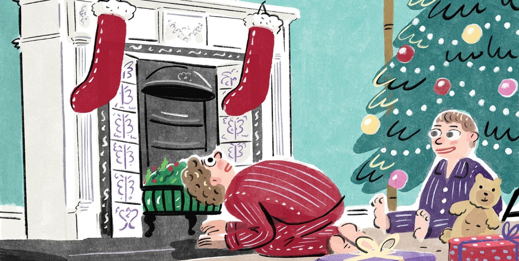 two boys looking up the chimney