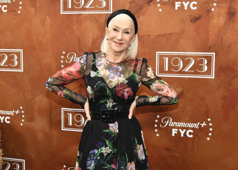 Helen Mirren in a flower dress