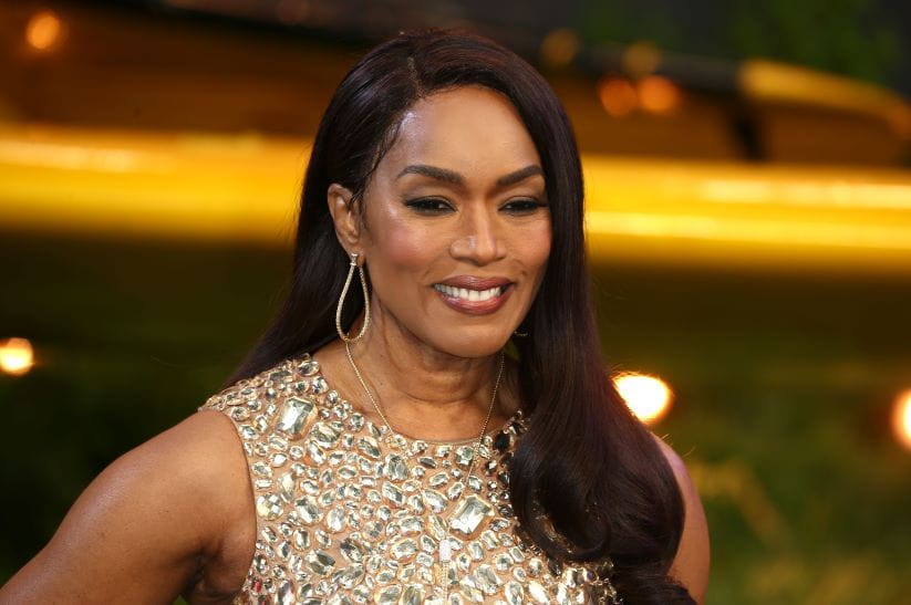 Close up of Angela Bassett in a sequin dress