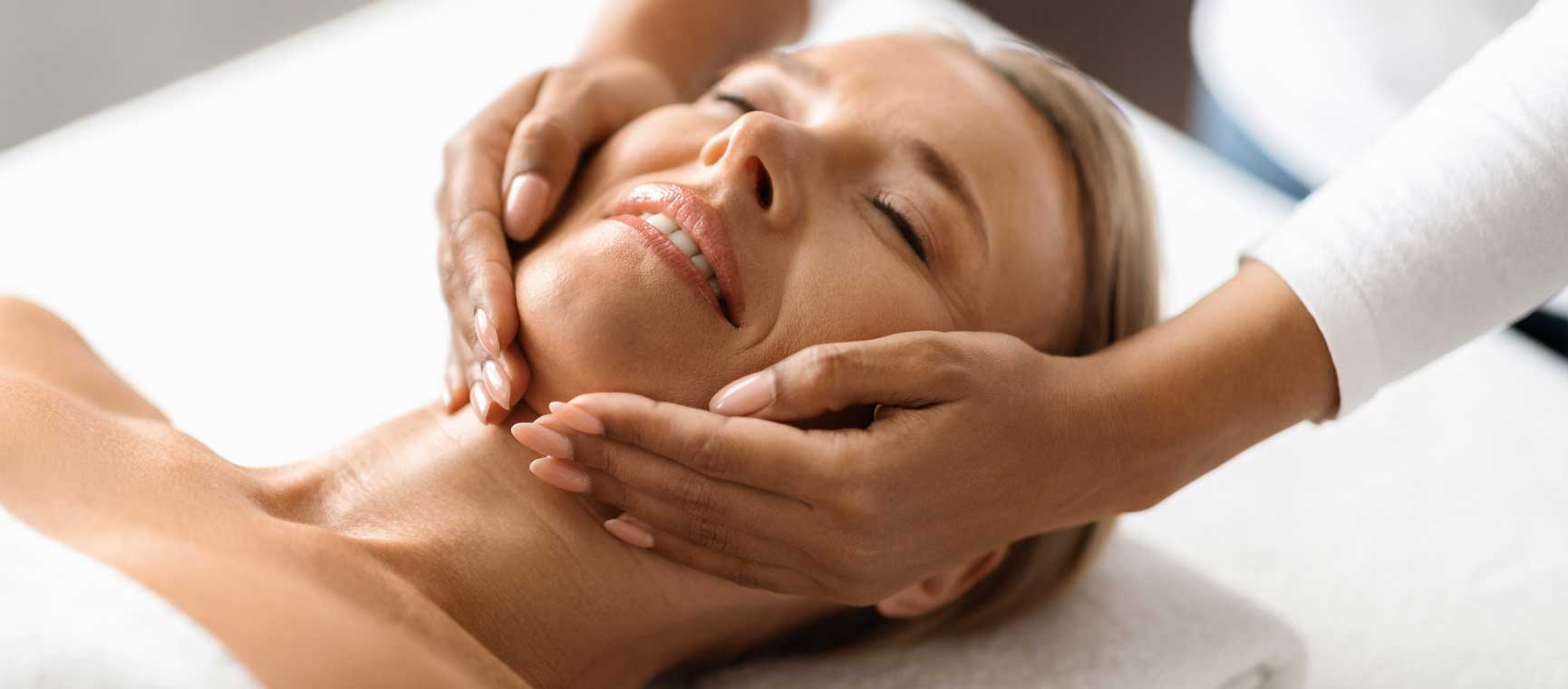 Woman lying down for a facial