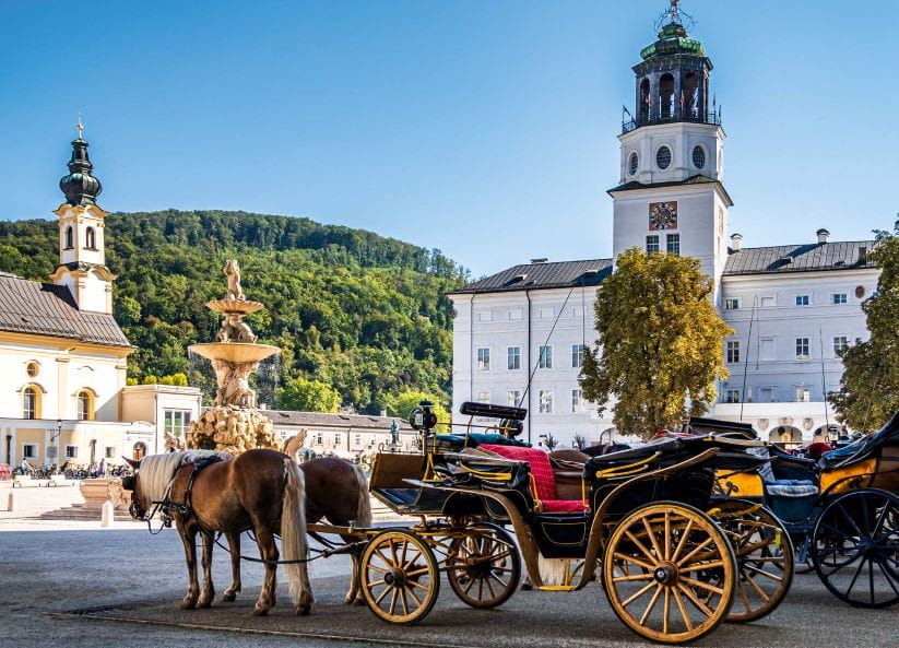 A horse and cart in Salzburg’s historic old town