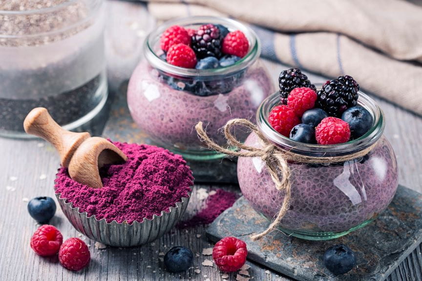 Berry powders and chia seeds