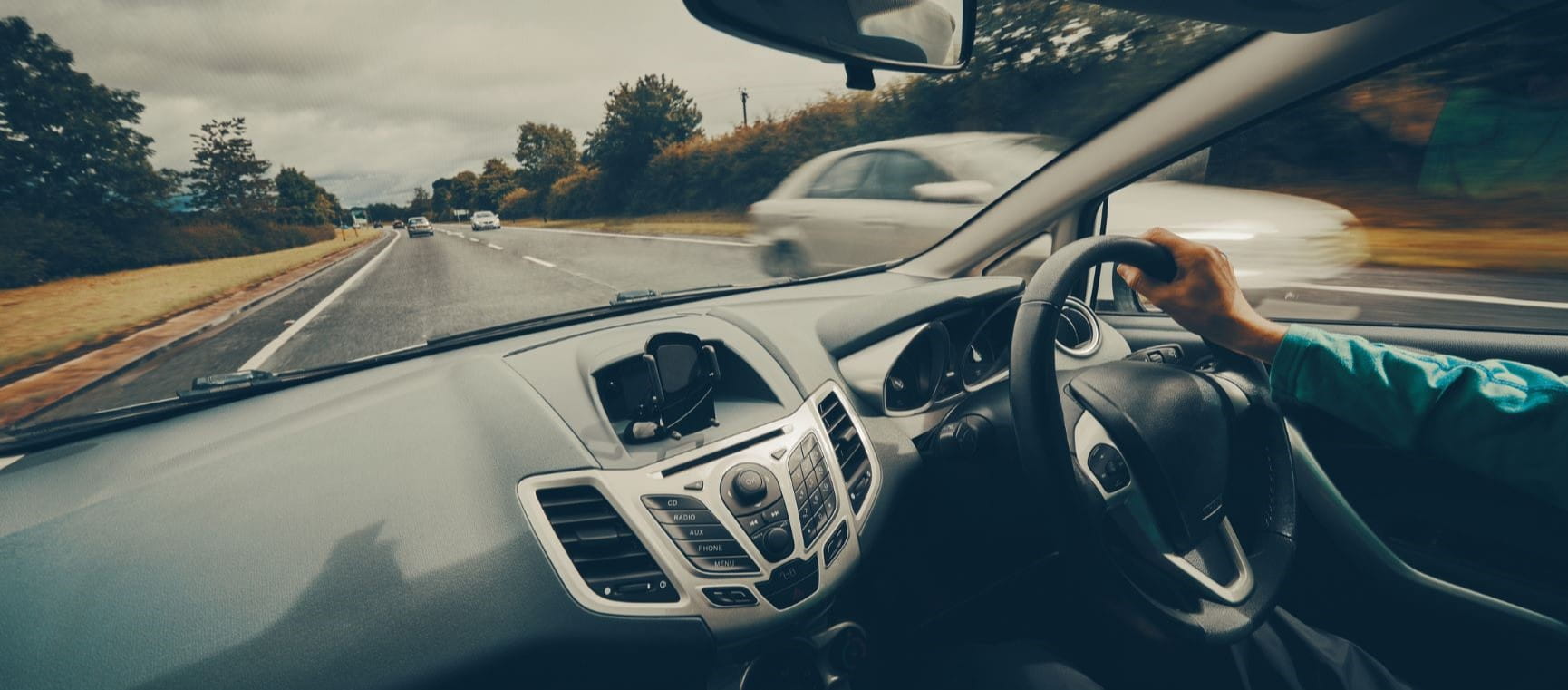 the inside of a car while its being driven