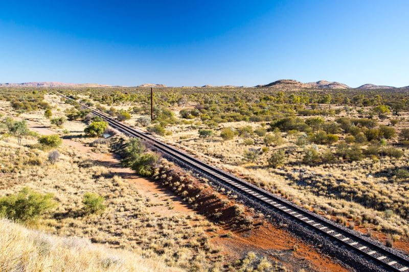 The Ghan train going through the Northern Territory