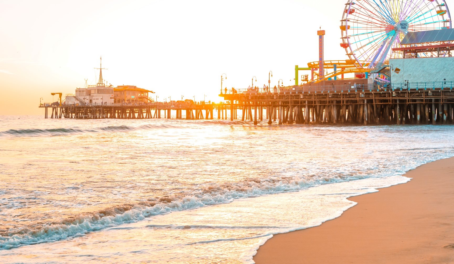 Santa Monica pier at sunset