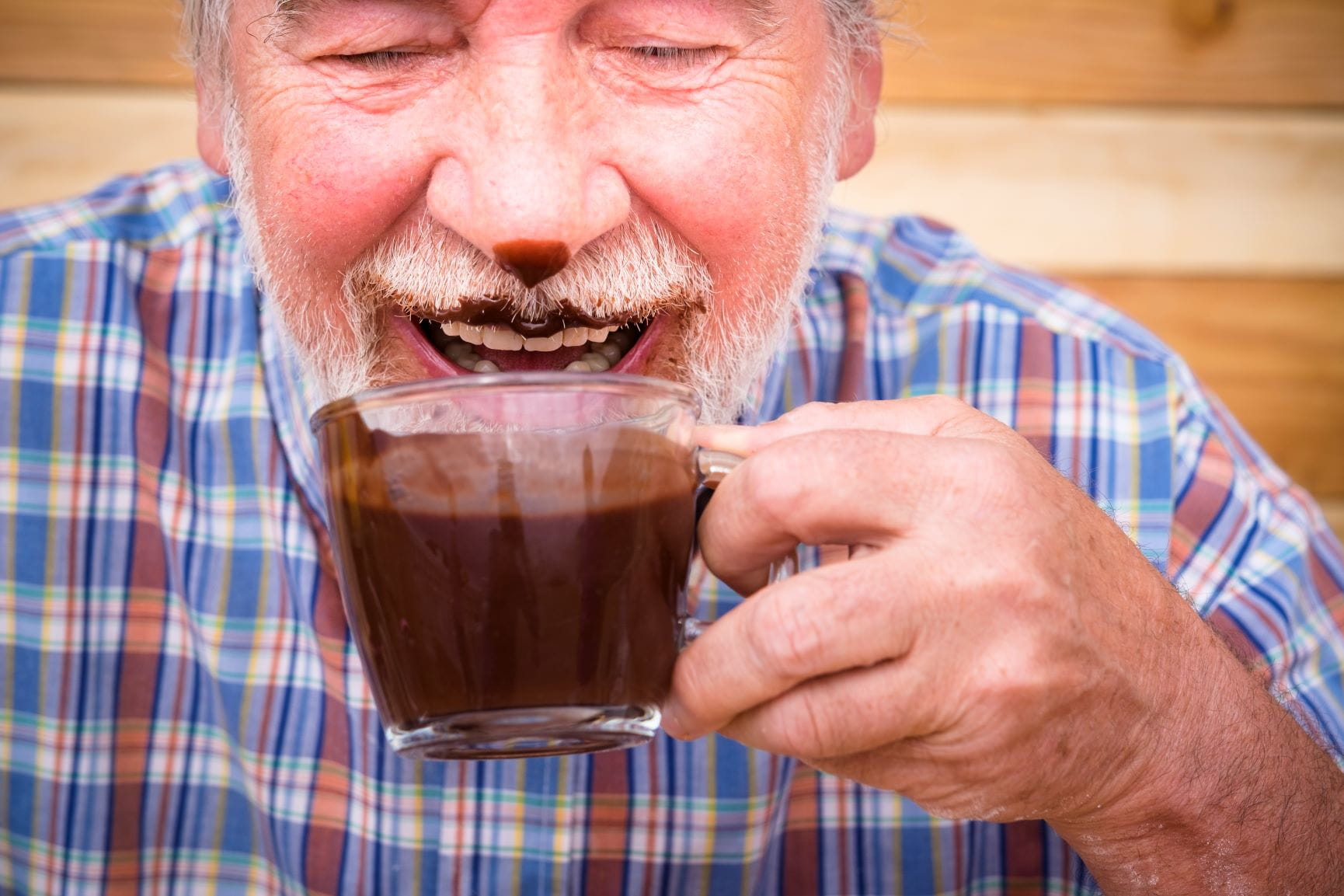 Man drinking chocolate