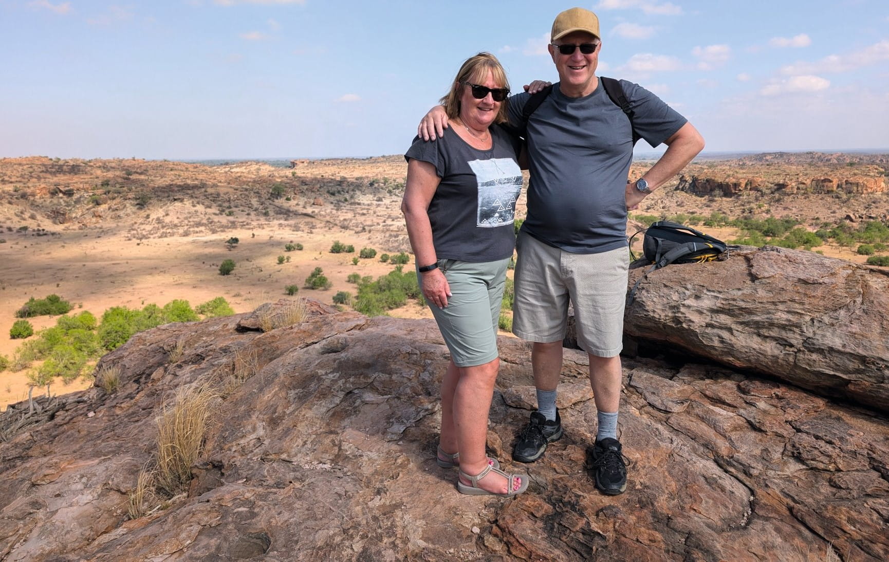 Steve and Viv from Race Across the World on safari