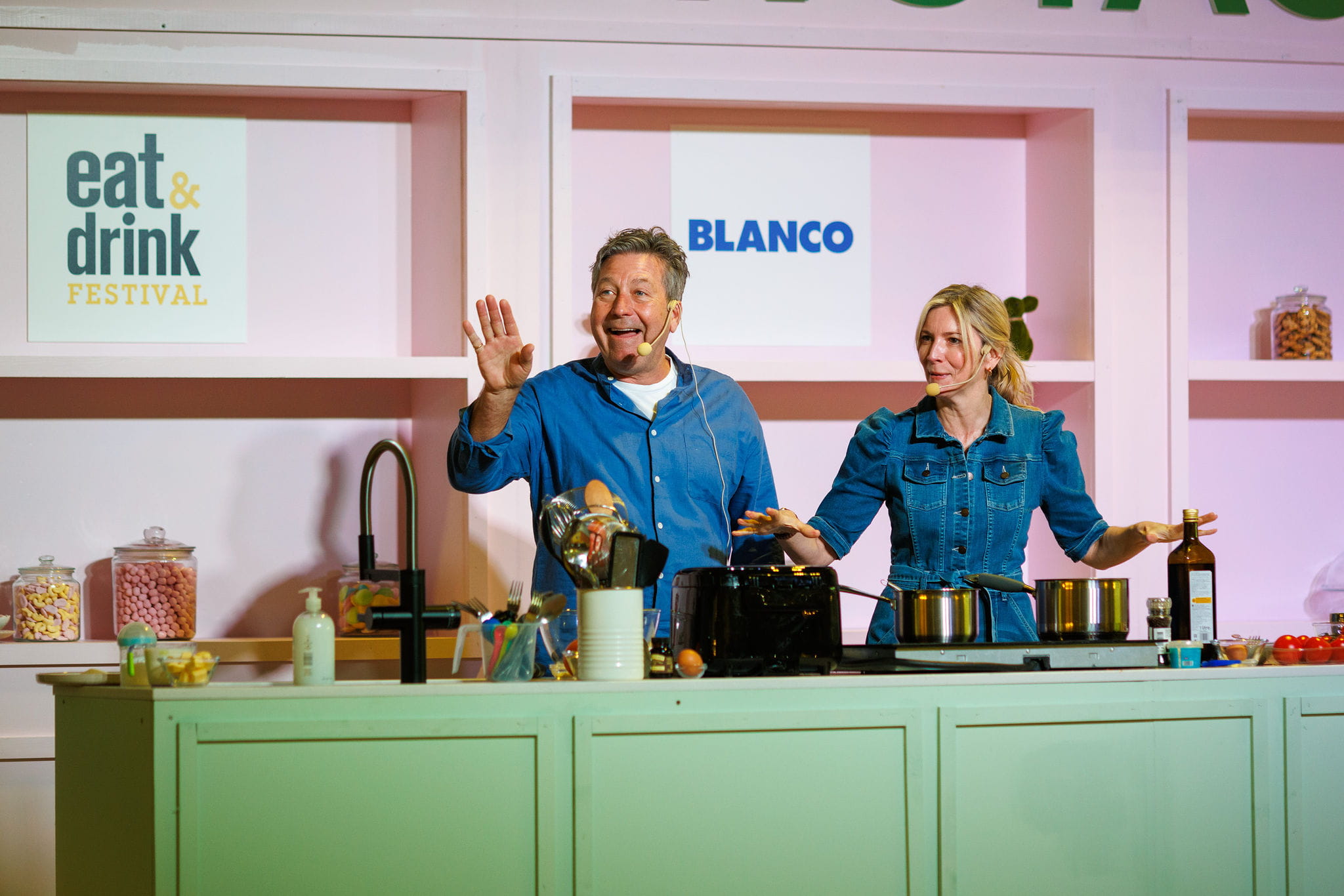 John Torode and Lisa Faulkner at the Ideal Home Show