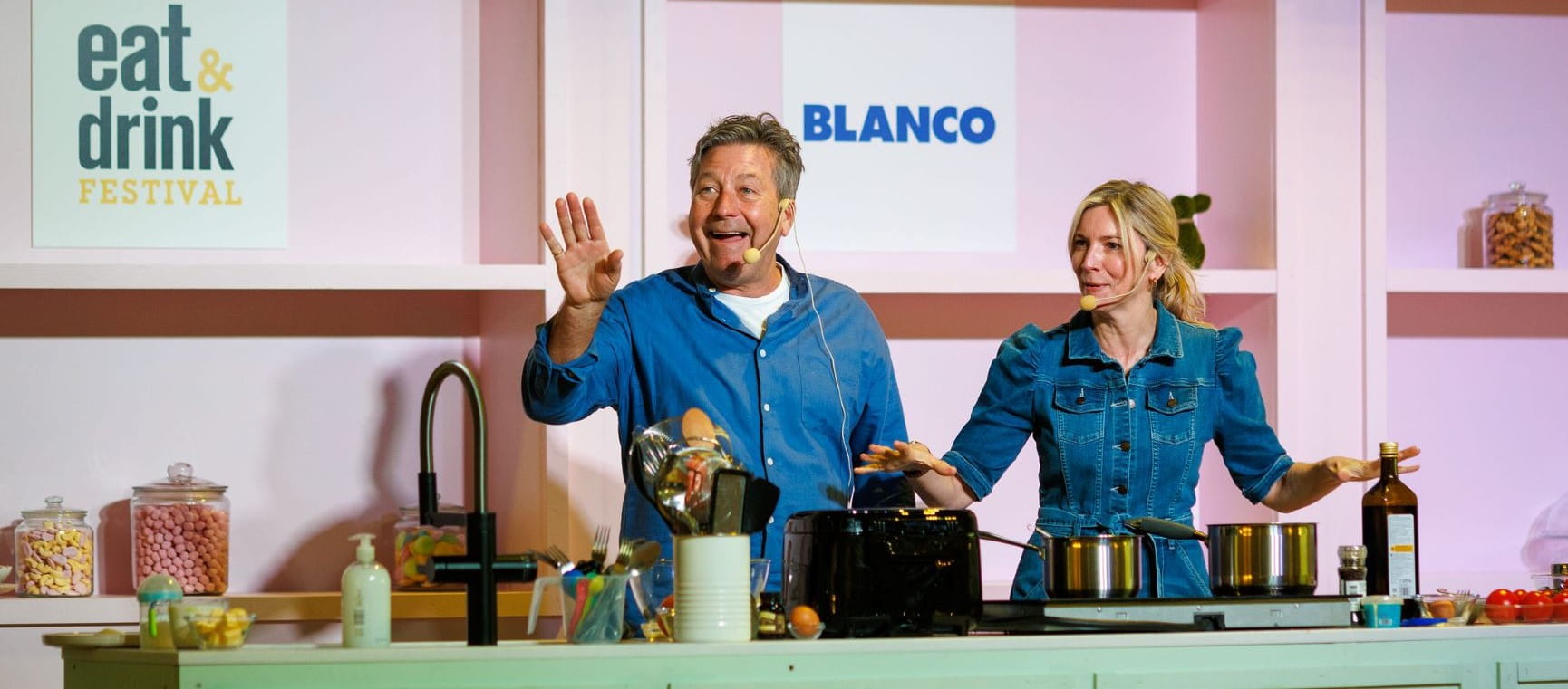 John Torode and Lisa Faulkner at the Ideal Home Show