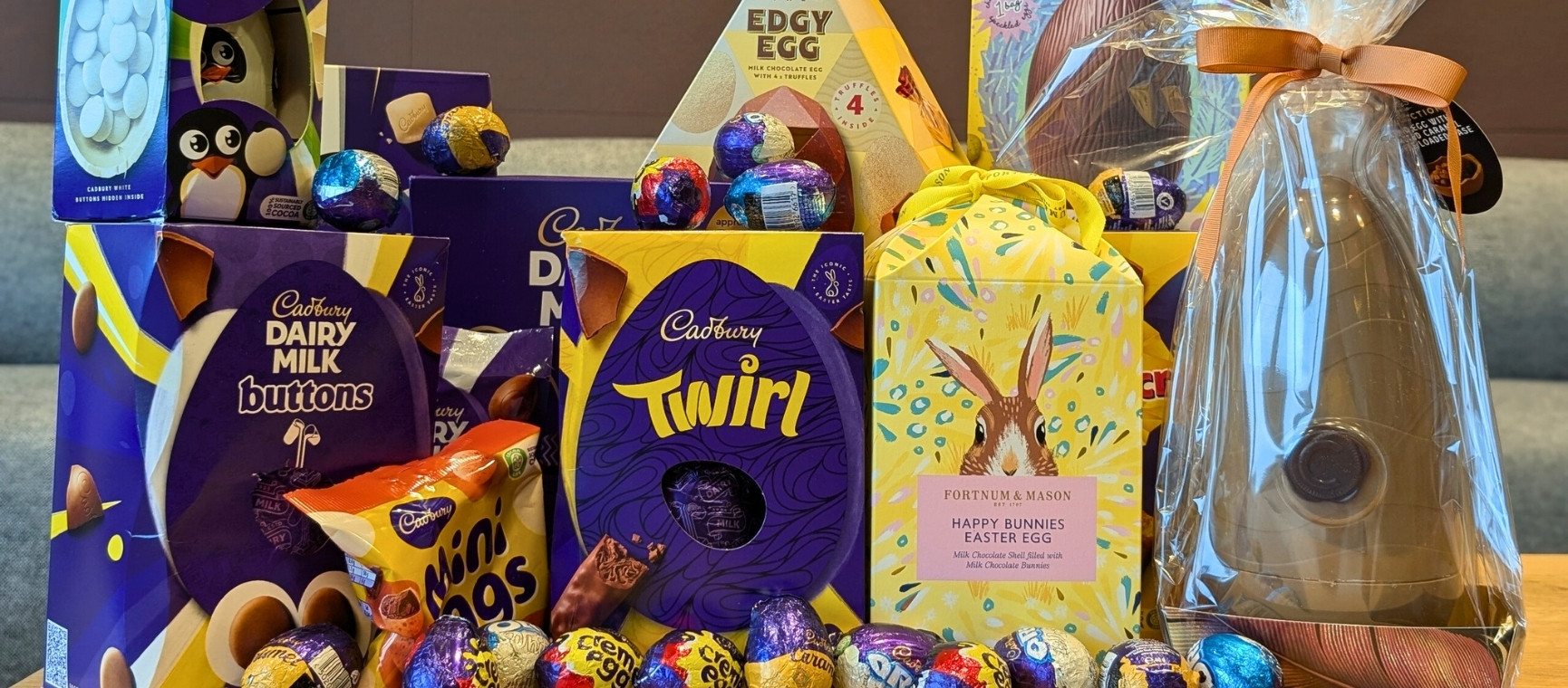 Easter eggs lined up