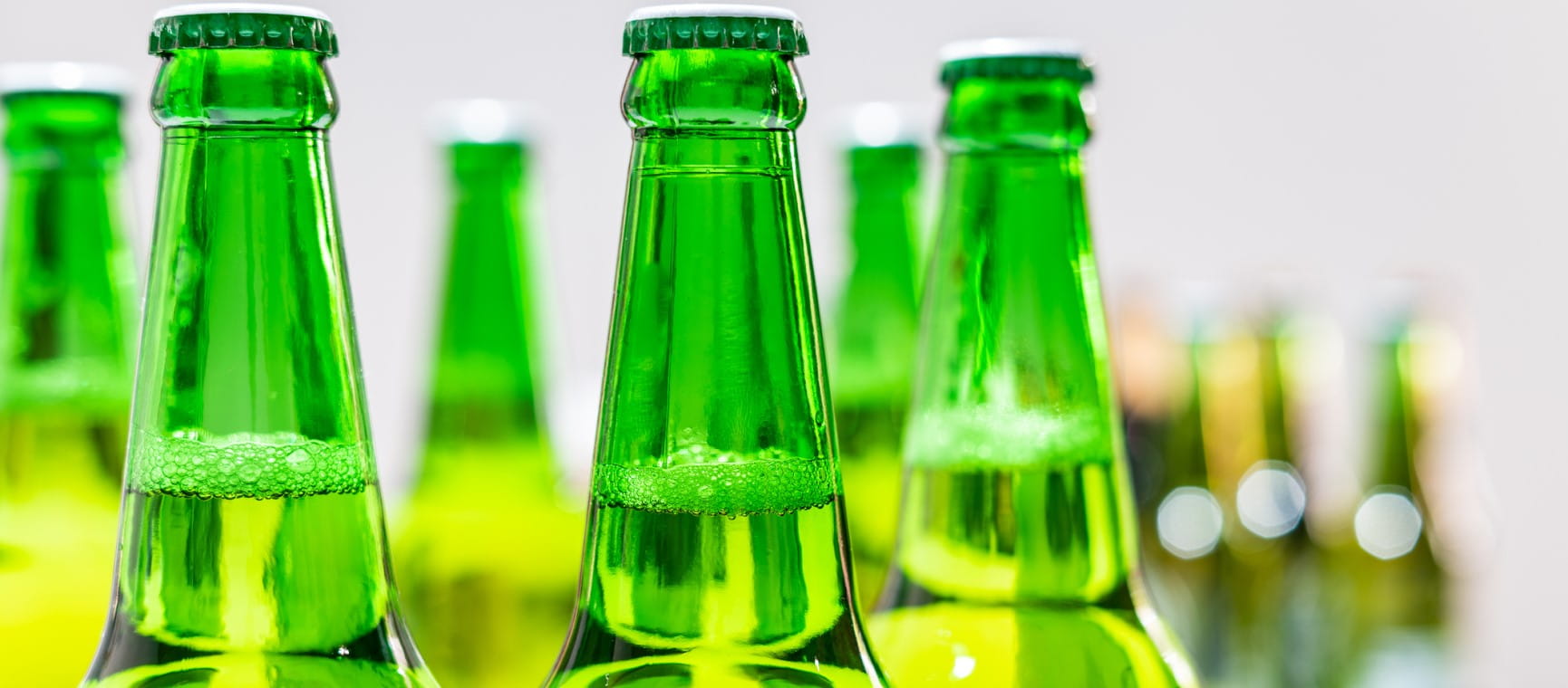 Green beer bottles