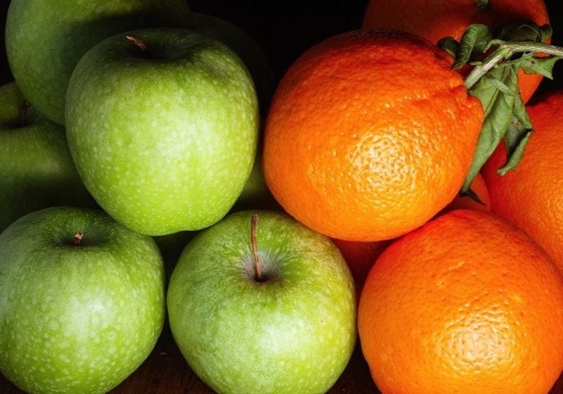 green apples and oranges together