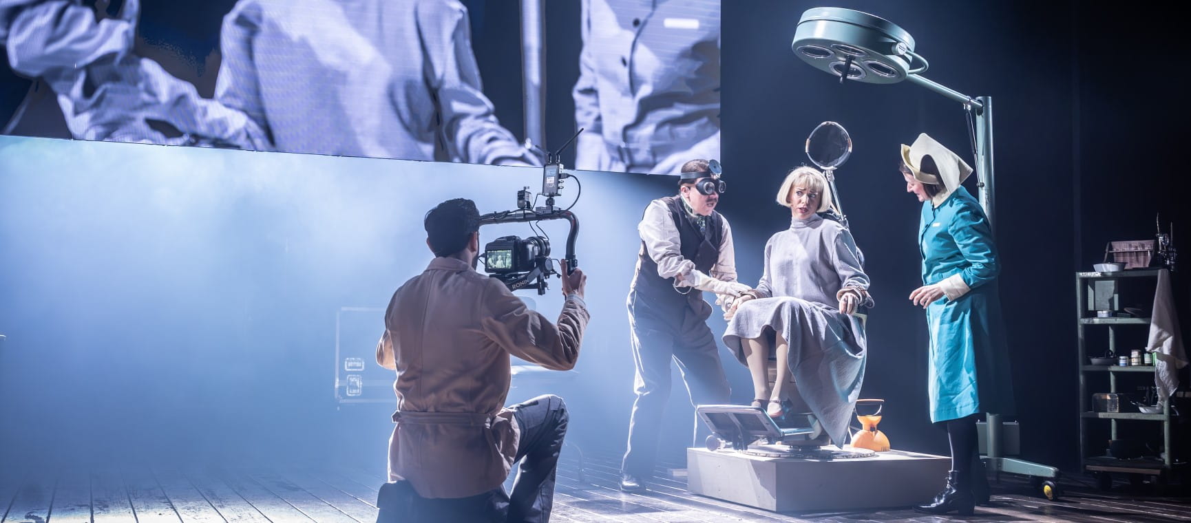Bhav Joshi, Steve Pemberton, Miranda Hennessy, and Anna Francolini on stage