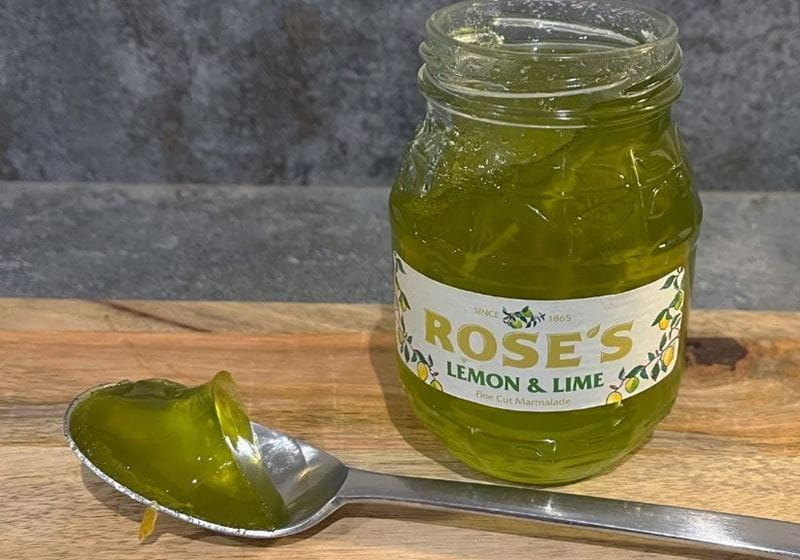 A jar of Roses lemon and lime marmalade