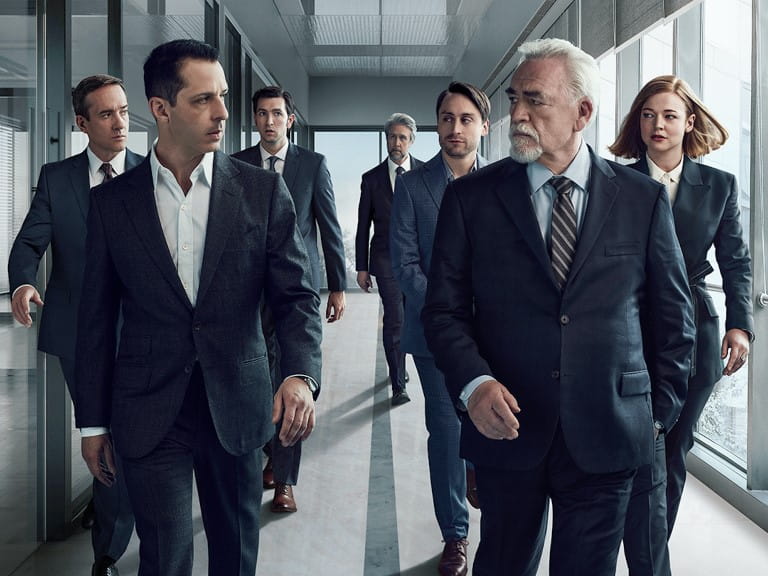 Brian Cox and the cast of Succession