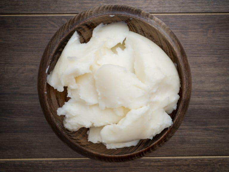 A wooden bowl of lard