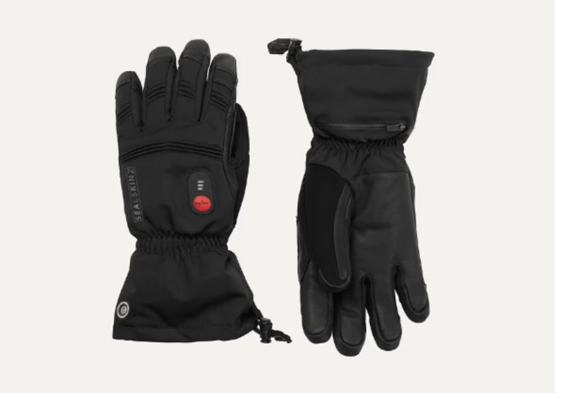 a pair of black heated gloves