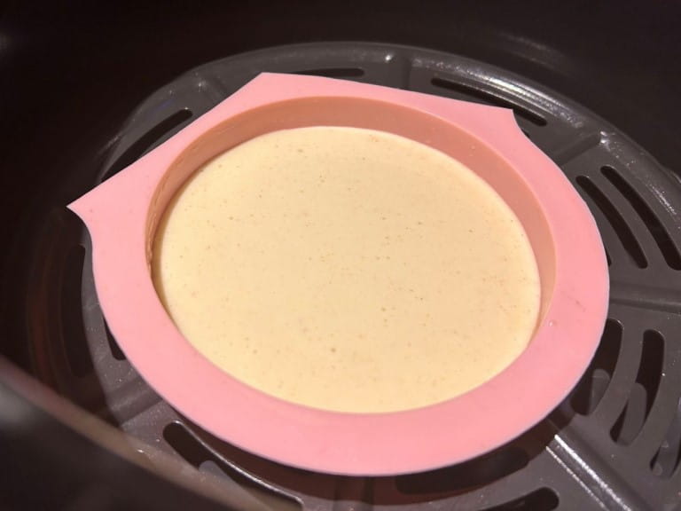 American pancake mixture in a silicon mould in an air fryer