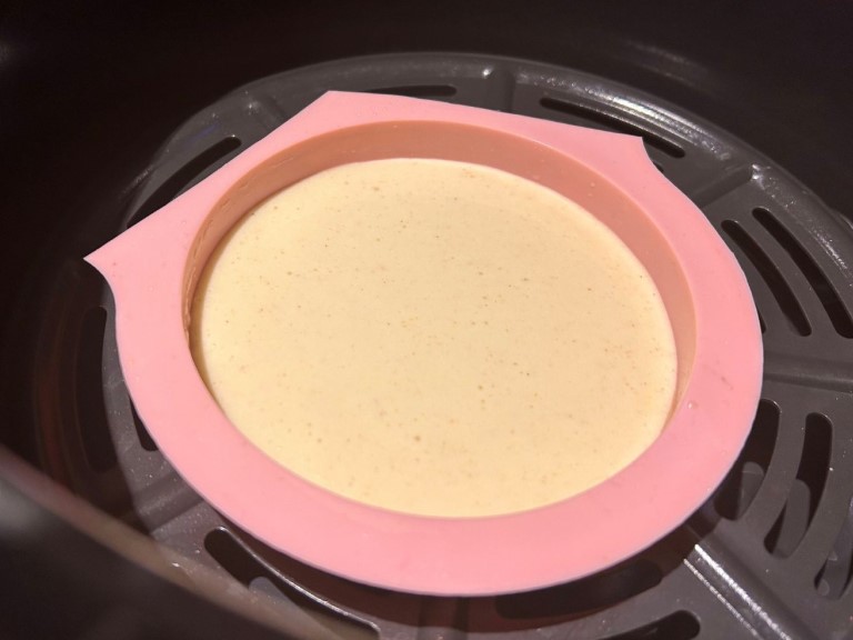 American pancake mixture in a silicon mould in an air fryer