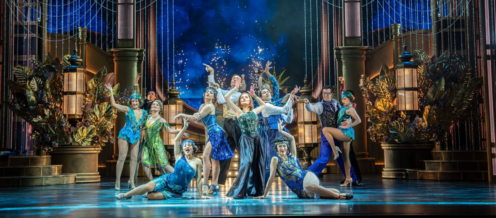 Amber Davies and the original West End company of The Great Gatsby on-stage