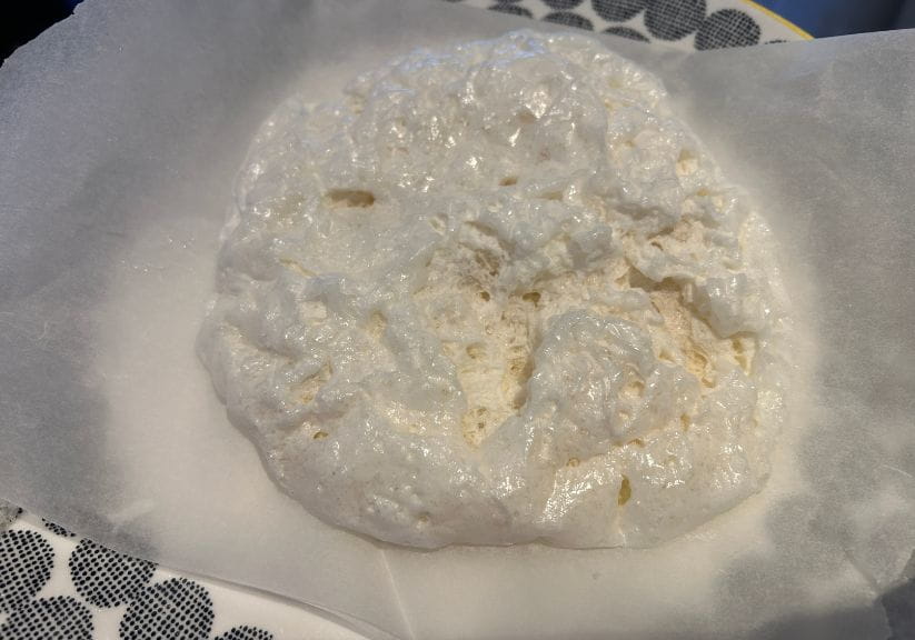 microwaved meringue in a bowl