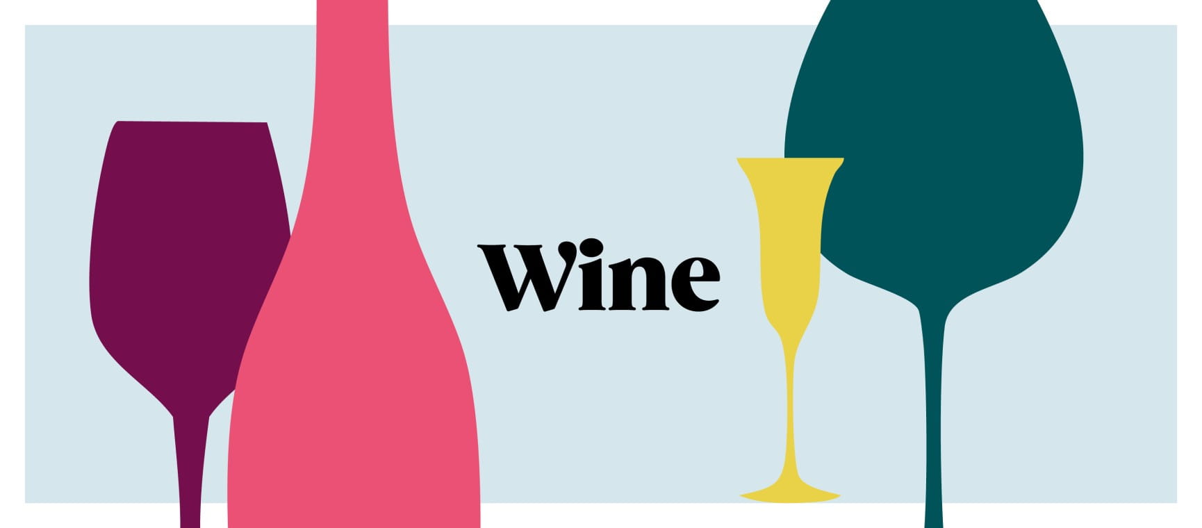 Illustrated wine glasses and the word wine