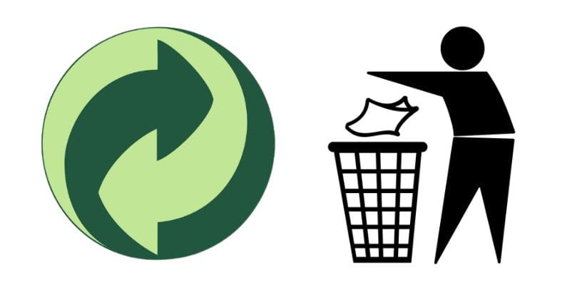 Green dot and tidyman recycling symbols