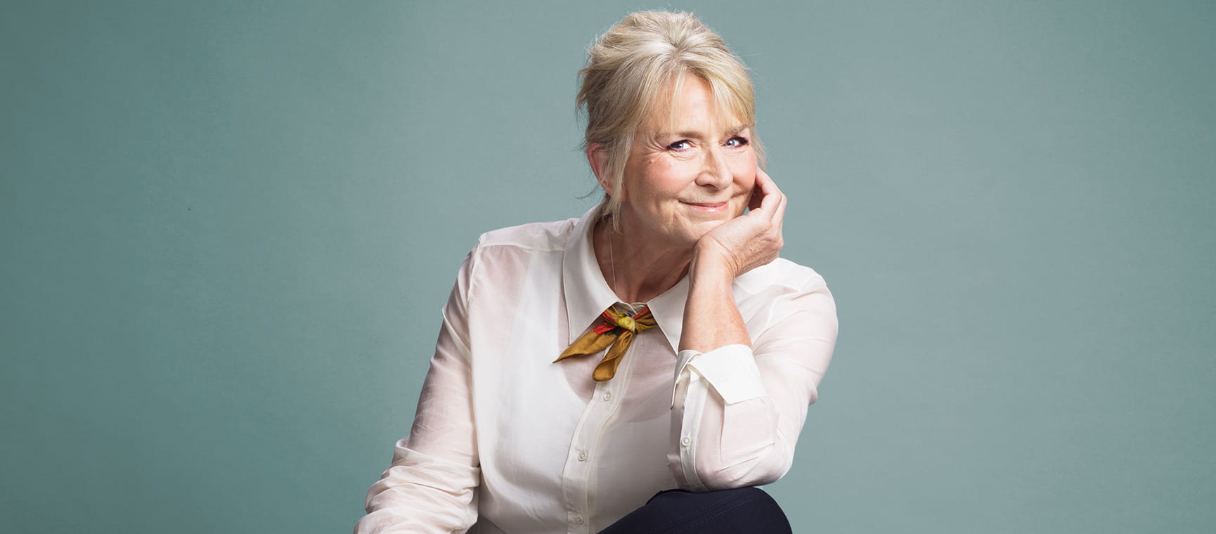Fern Britton posing in her photoshoot
