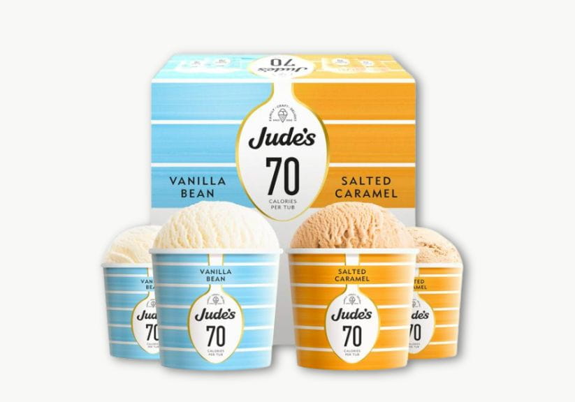 A packshot of Judes low calorie tub ice cream