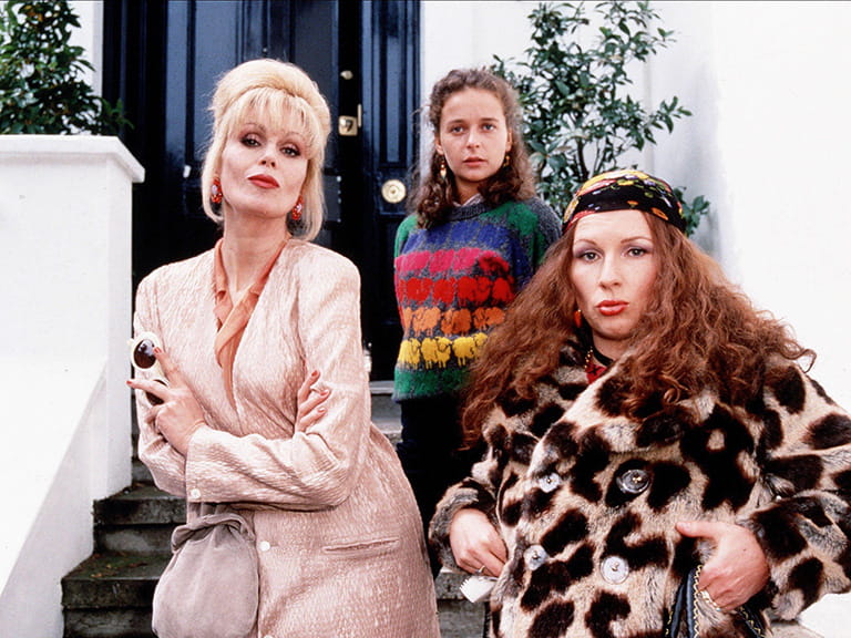 Joanna with Jennifer Saunders and Julia Sawalha in 'Absolutely Fabulous' during the 90's