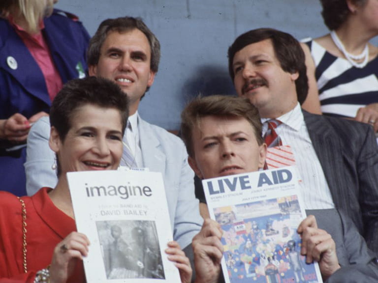 David Bowie and a pal at Live Aid