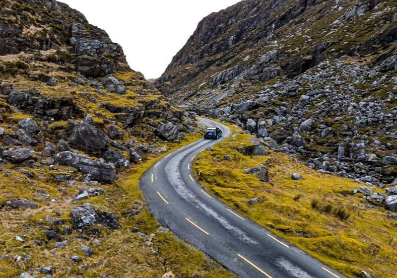 Aerial view of Gap of Dunloe, County Kerry in Ireland,