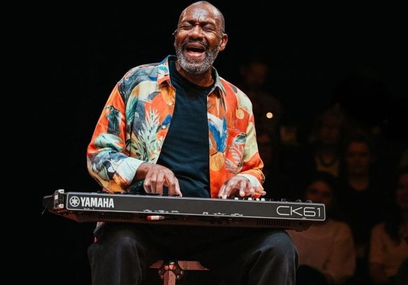 Lenny Henry playing a keyboard in Every Brilliant Thing