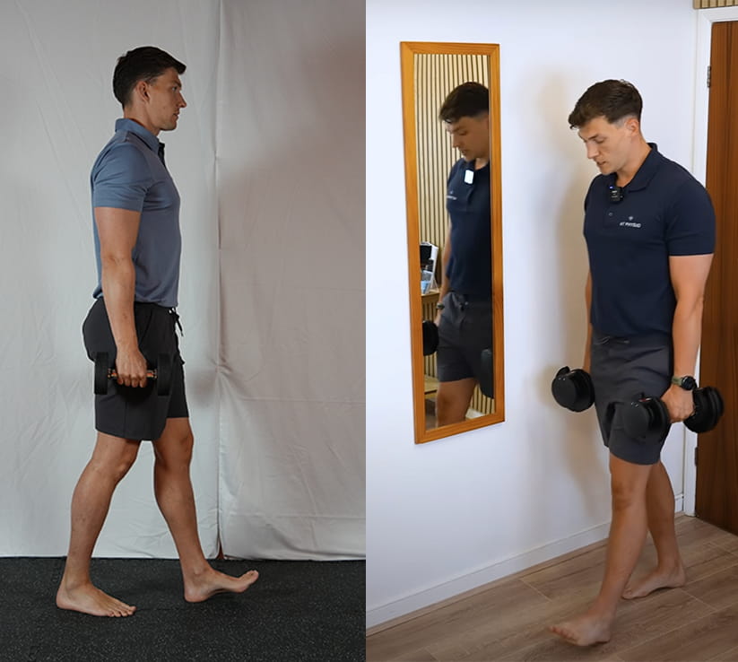 Will Harlow demonstrating the farmers carry exercise 