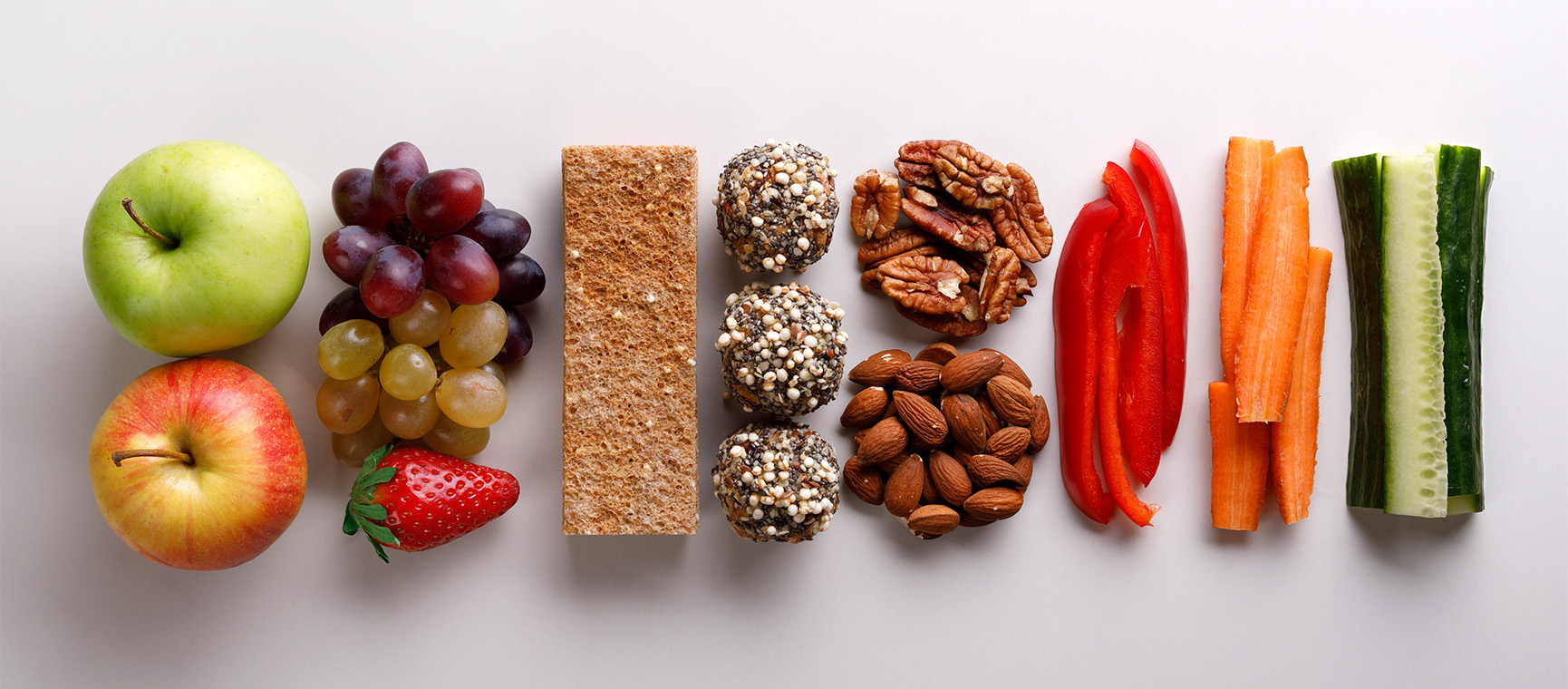 A line up of healthy snacks