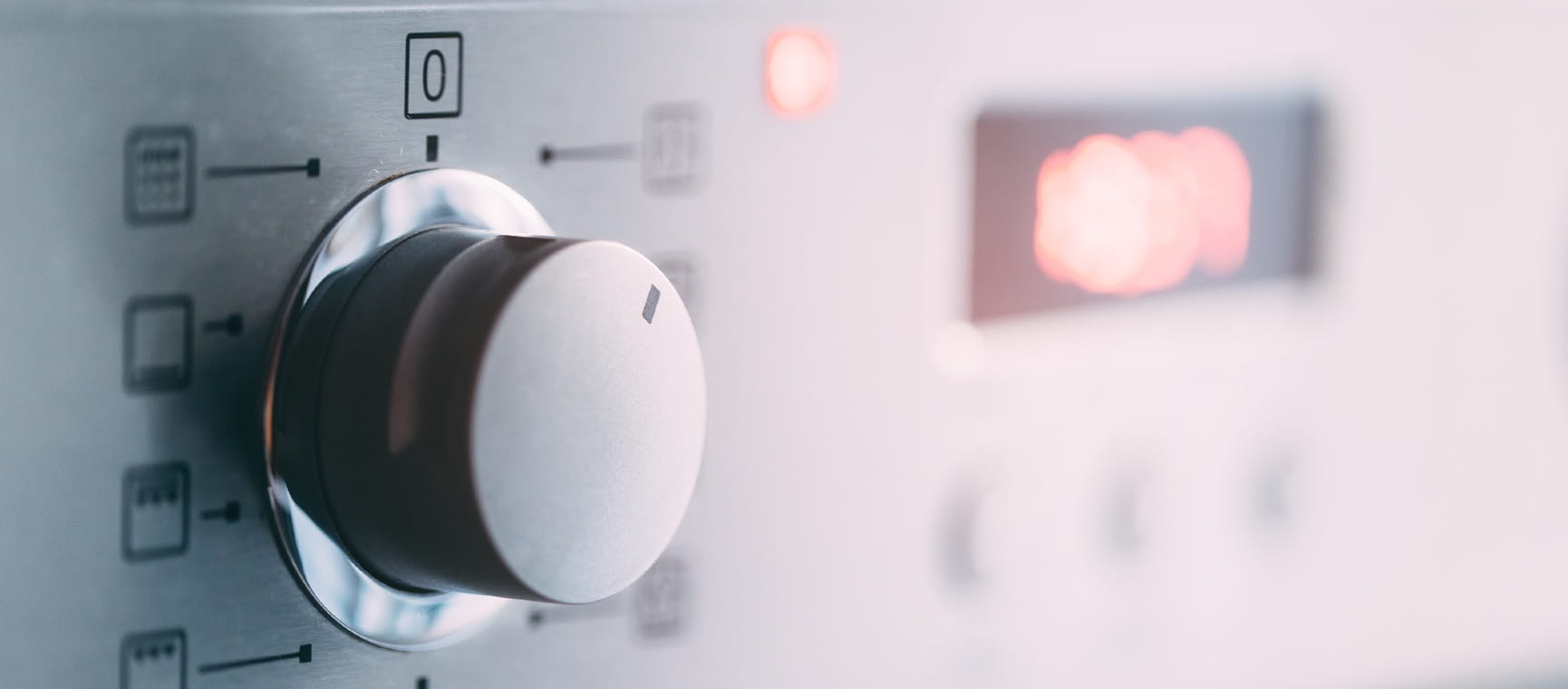 Close up of washing machine switched on