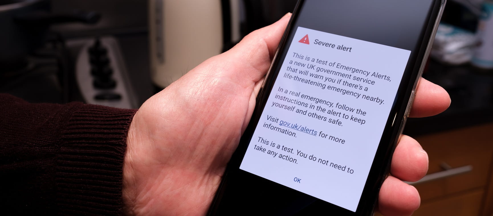 Severe Alert seen on the screen of smartphone