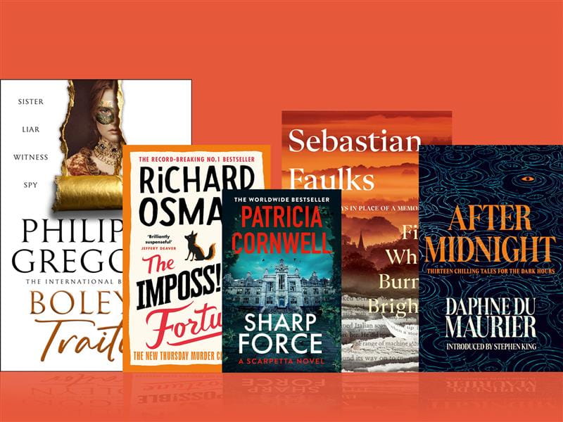 October 2025 books by Philippa Gregory, Richard Osman, Patricia Cornwell, Sebastian Faulks and Daphne du Maurier