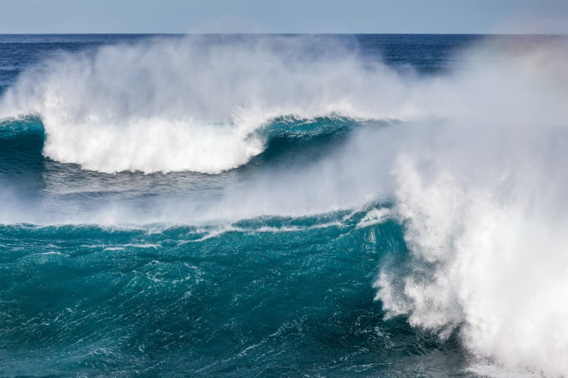 Large waves breaking on the sea
