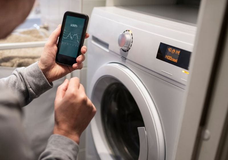 Checking energy usage on a washing machine