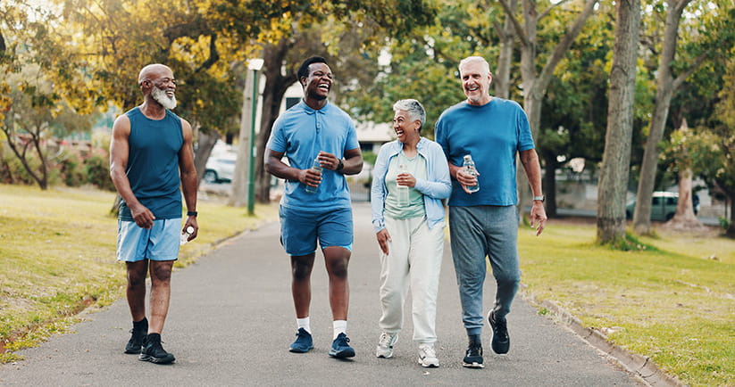 A group of people walking 