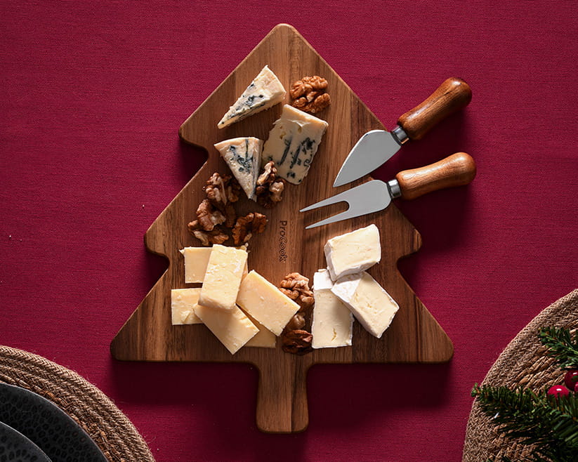 A Christmas tree cheese board