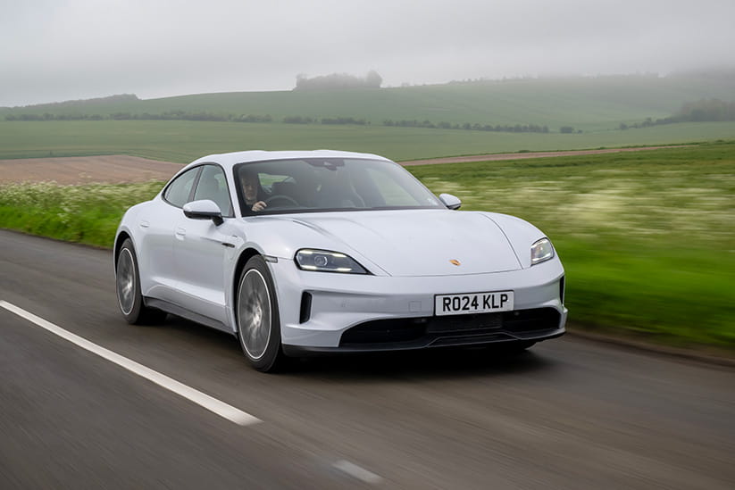 A white Porsche Taycan