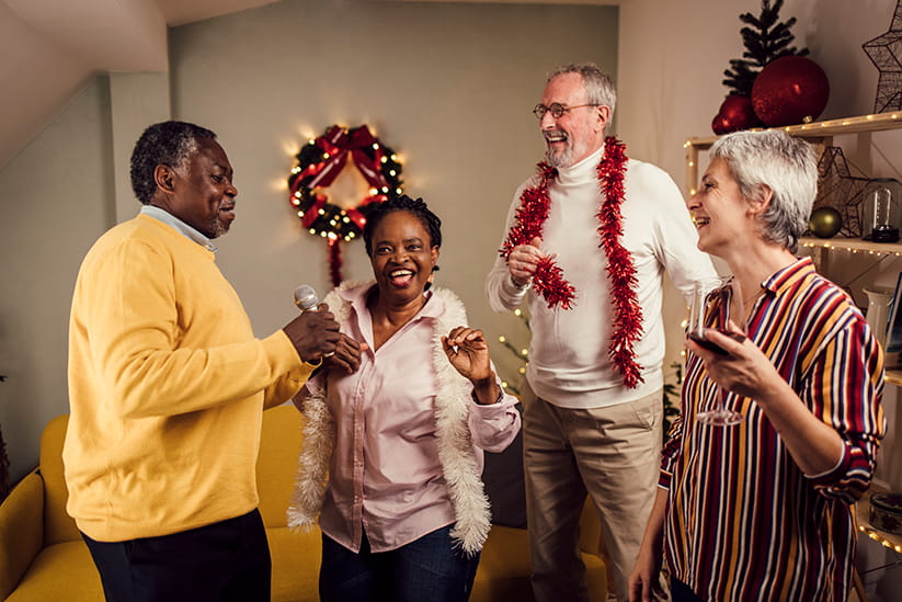 Older people celebrating at Christmas 