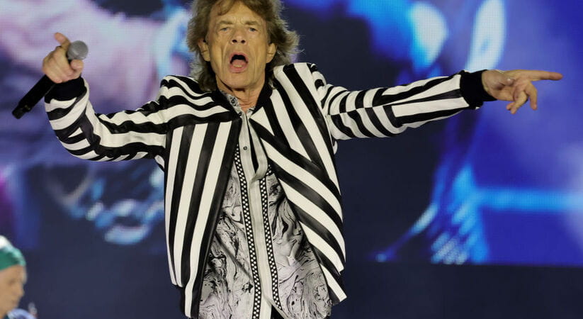 Mick Jagger on stage with the Rolling Stones in Inglewood California