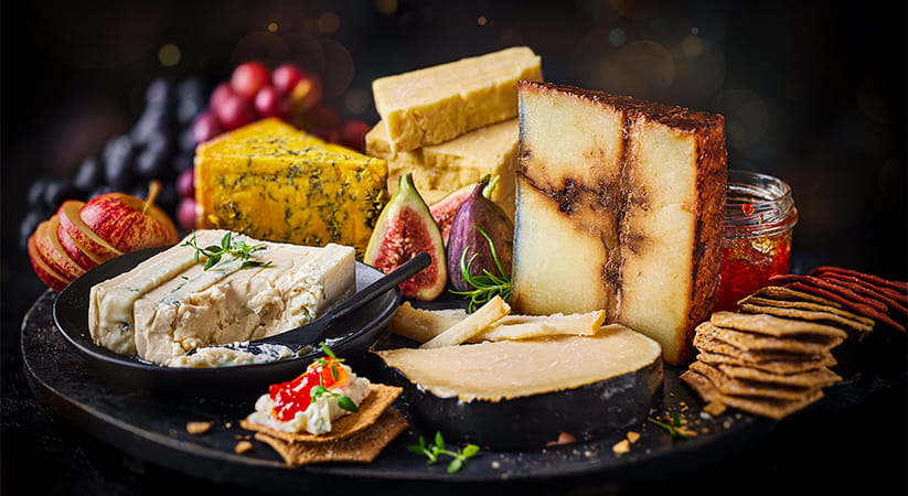 Selection of cheeses from M and S