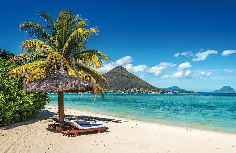 A beachside view in Mauritius